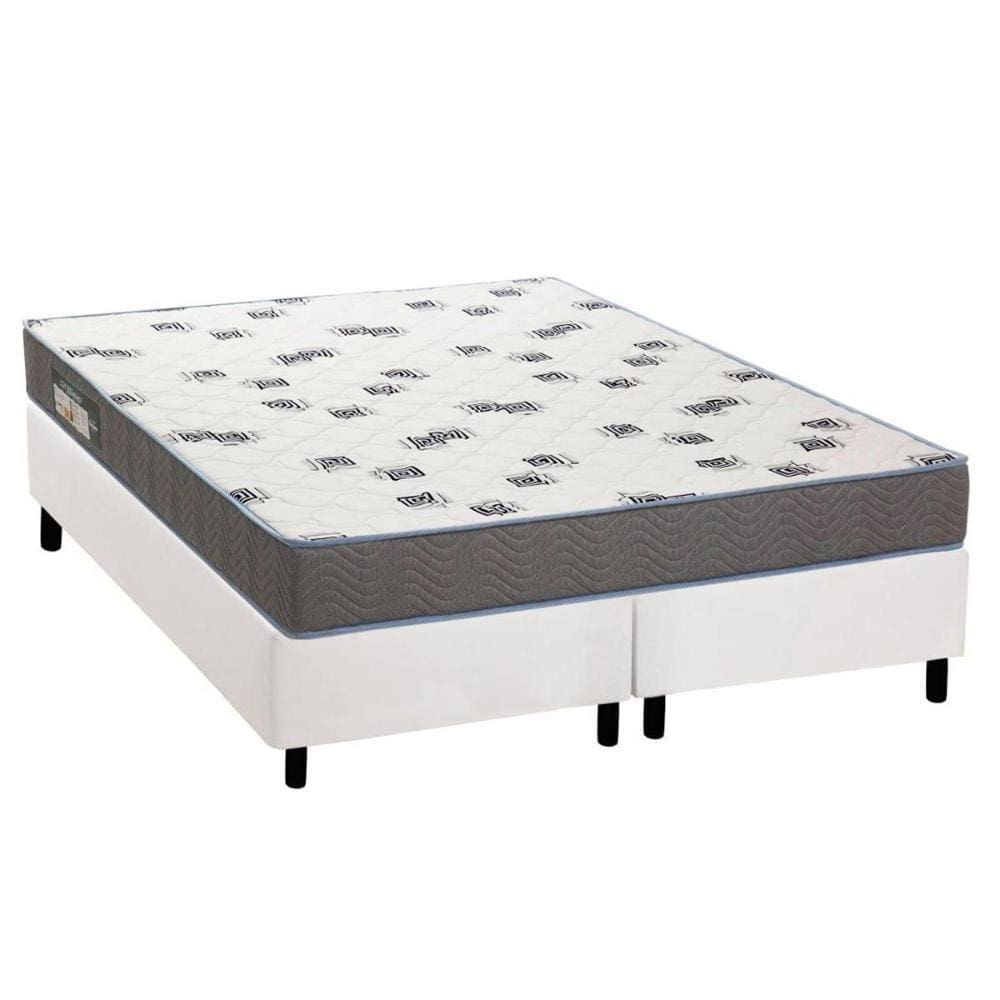 Cama Box King: Colchão Espuma D33 Ortobom Light Saúde + Base CRC Courano White(186x198)
