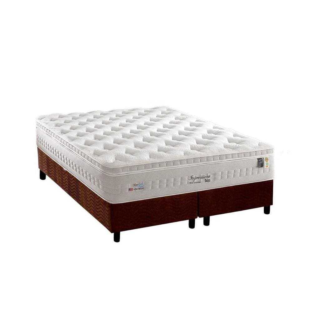 Cama Box King: Colchão Molas Ensacadas Anjos MasterPocket Impressione + Base CRC Suede Brown(193x203)