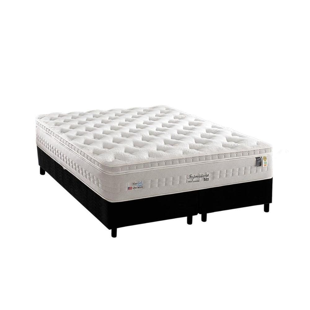 Cama Box King: Colchão Molas Ensacadas Anjos MasterPocket Impressione + Base CRC Suede Black(193x203)