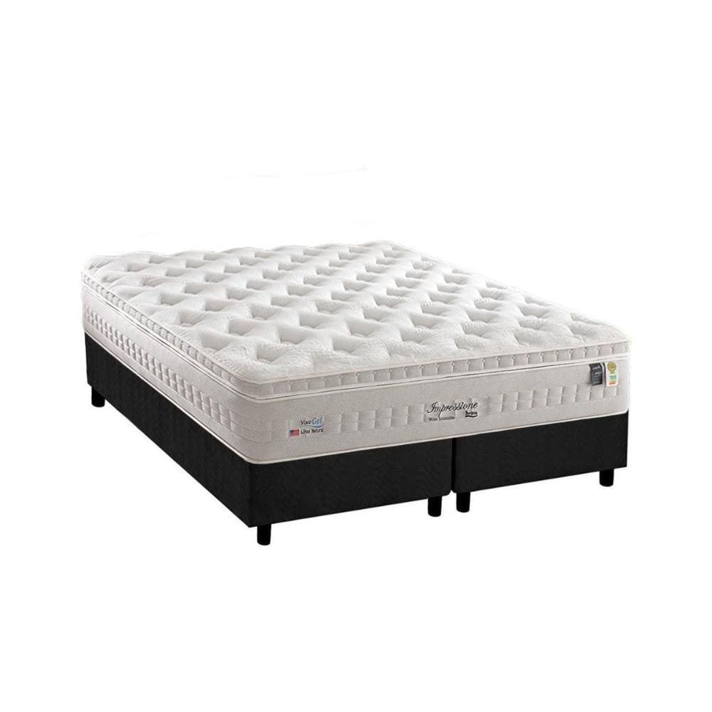 Cama Box King: Colchão Molas Ensacadas Anjos MasterPocket Impressione + Base CRC Suede Gray(193x203)