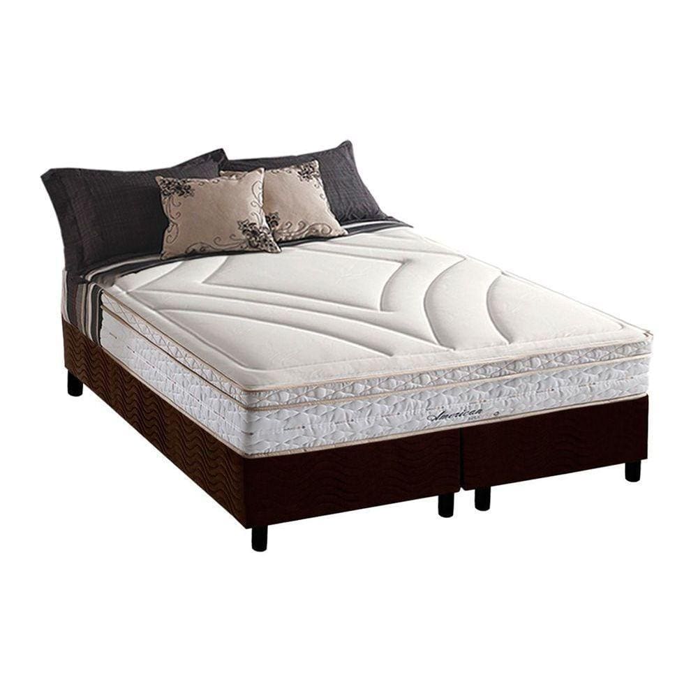 Cama Box King: Colchão Molas Herval Maxspring American + Base CRC Suede Brown(193x203)