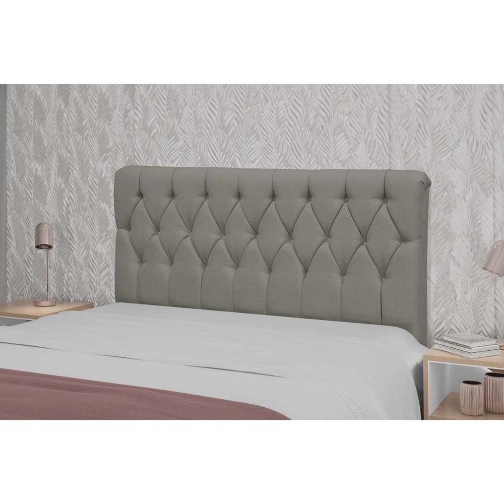 Cabeceira Cama Box Estofada Casal Viena Plus Casal 140 Veludo Cinza - Simbal