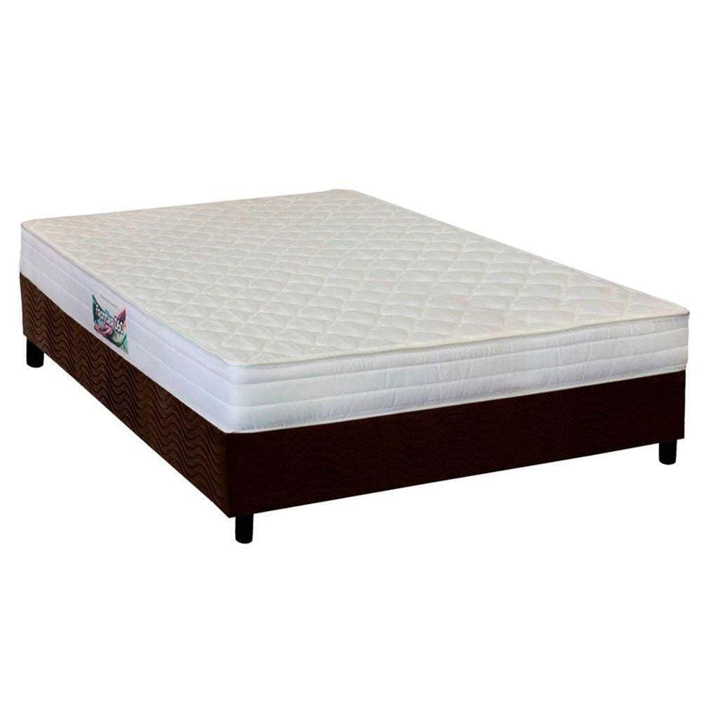 Cama Box Casal: Colchão Anatômico Herval AG65 Frontier + Base CRC Suede Brown(138x188)