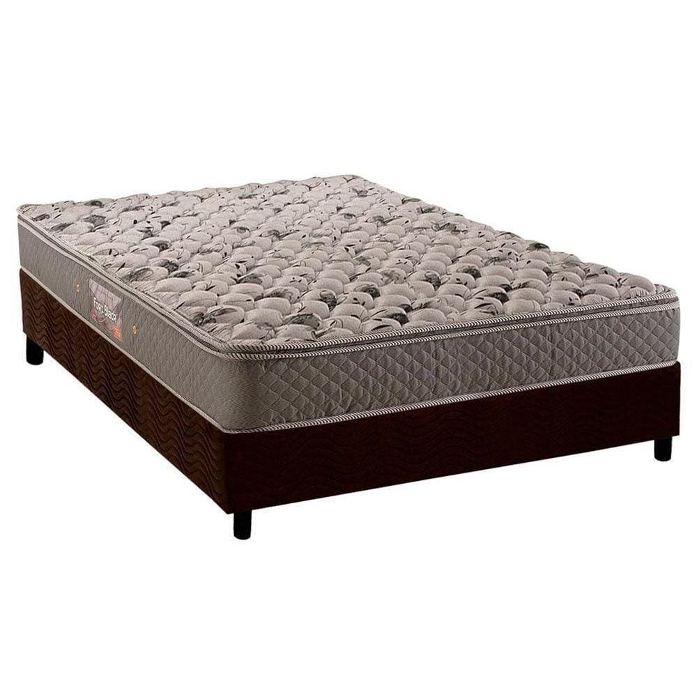 Cama Box Casal: Colchão Anatômico Herval AG65 Fort + Base CRC Suede Brown(138x188)