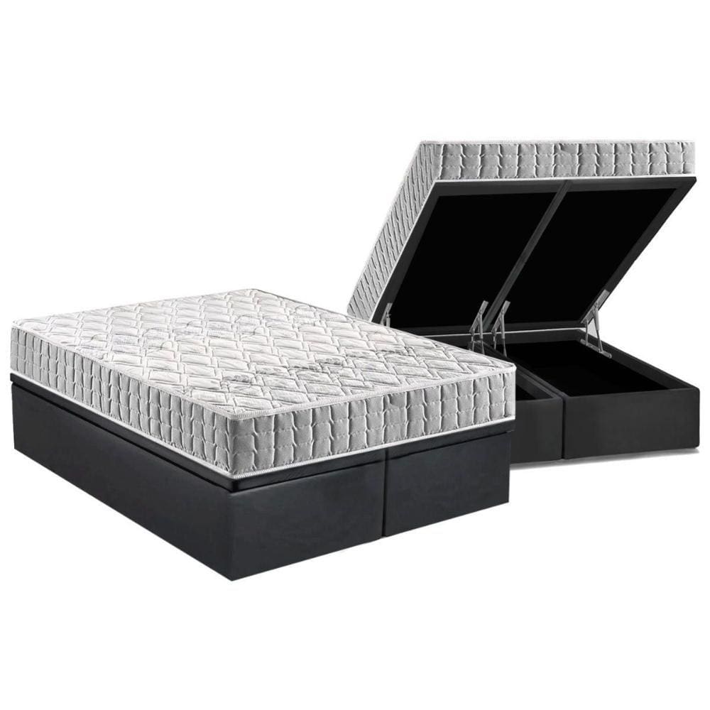 Conjunto Box Baú Queen: Colchão Espuma Anjos D33 Orthosono + Base CRC Suede Gray(158x198)