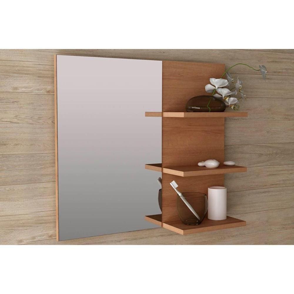 Armário de Banheiro c/Espelho Suspenso BN3608 60cm cor Amêndoa - Tecno Mobili