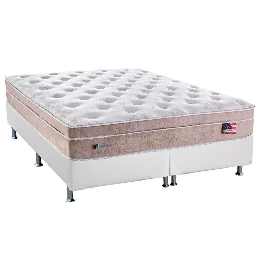 Cama Box Queen: Colchão Molas Ensacadas Sealy MasterPocket Miami + Base CRC Courano White(158x198)
