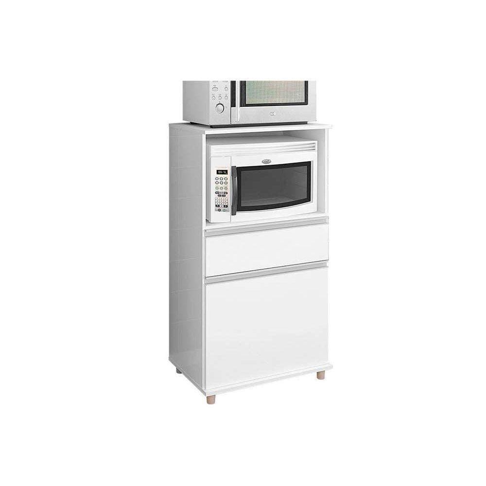 Balcão Multiuso Cozinha ASM142 c/ 1 Porta e 1 Gaveta 62cm Branco - Movelbento