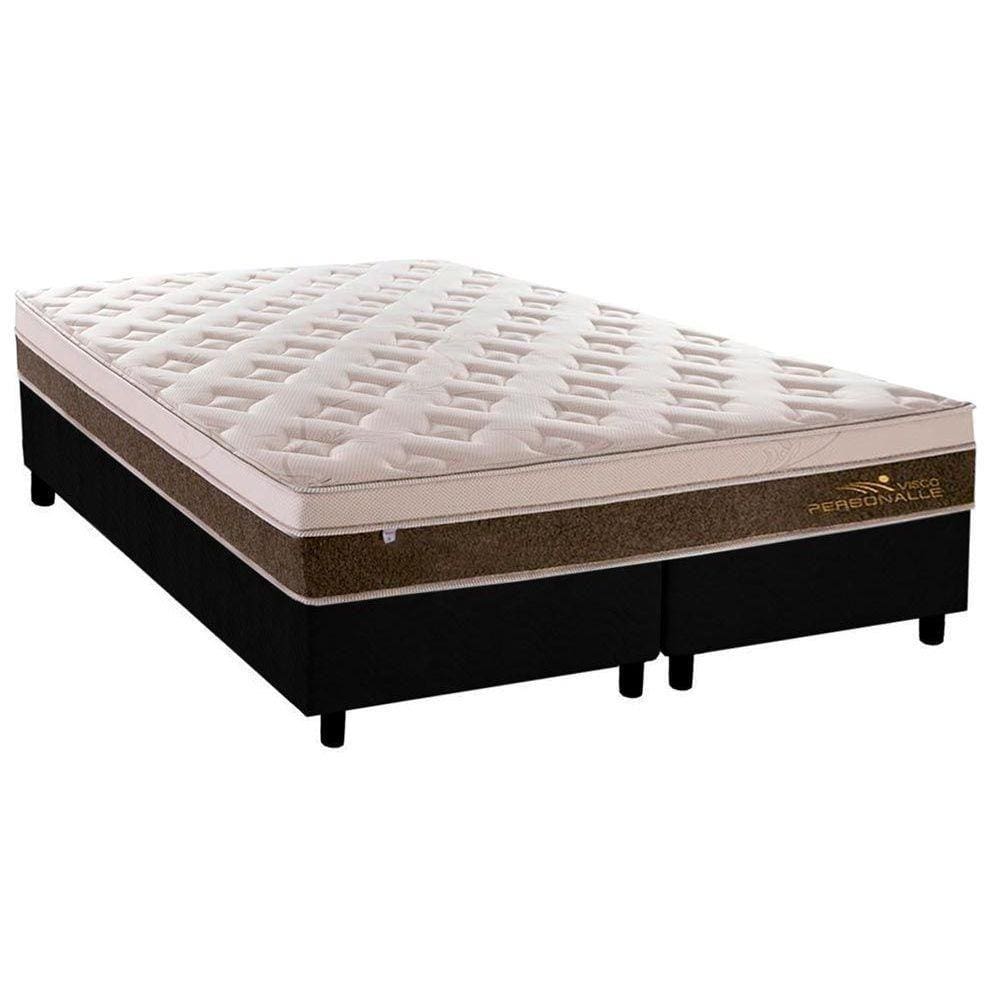 Cama Box King: Colchão Molas Ensacadas Plumatex MasterPocket Personalle + Base CRC Suede Black(193x203)