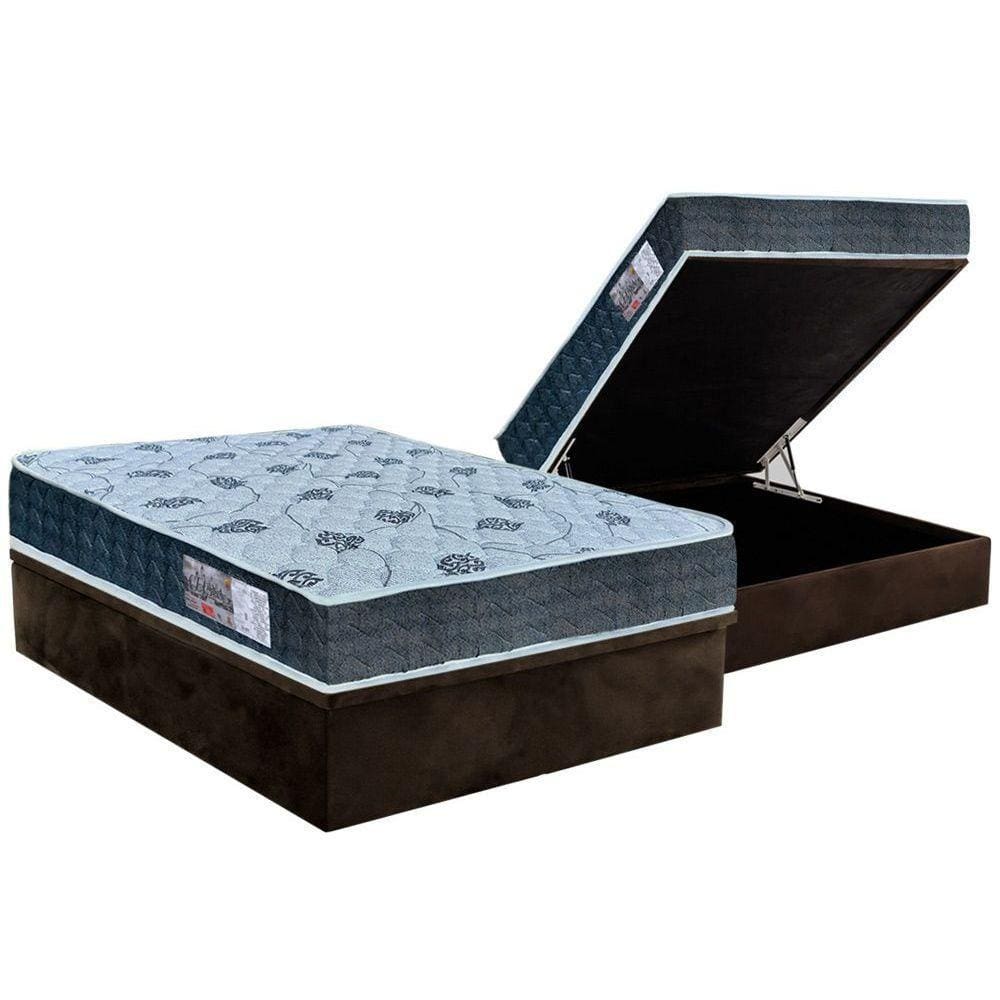 Cama Box Baú Casal: Colchão Anatômico Orthoflex D45 / EP Cecina + Base CRC Suede Brown(138x188)