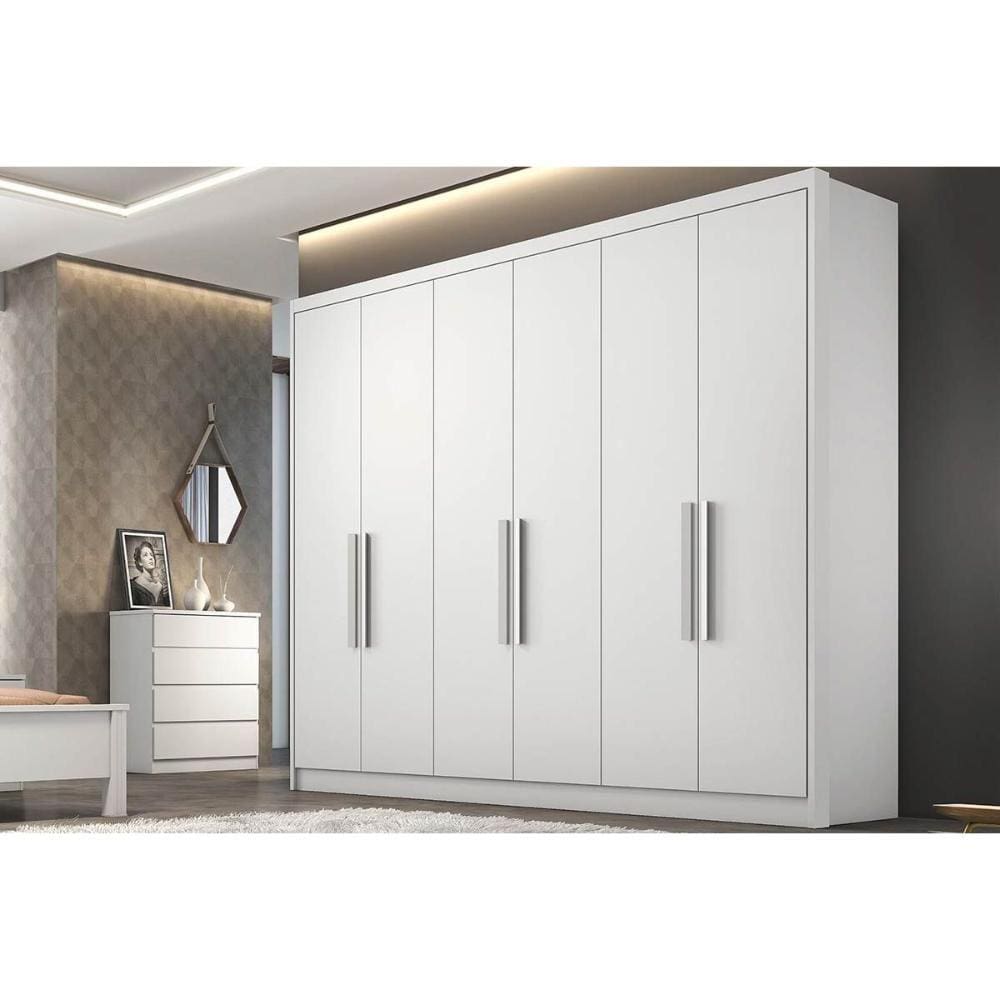 Guarda Roupa Casal 6 Portas e 6 Gavetas Rizon Plus Branco - Novo Horizonte