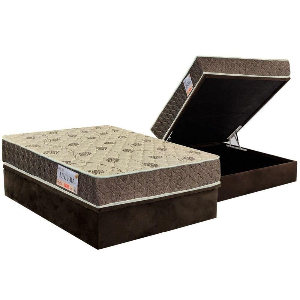 Cama Box Baú Casal: Colchão Anatômico Orthoflex D33 / EP Matera + Base CRC Suede Brown(138x188)
