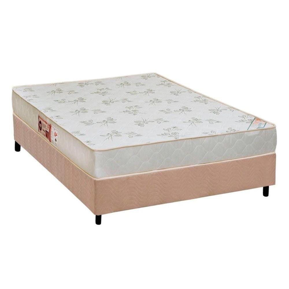 Conjunto Box Casal: Colchão Espuma Castor D33 Sleep Max Relax + Base CRC Suede Clean(138x188)