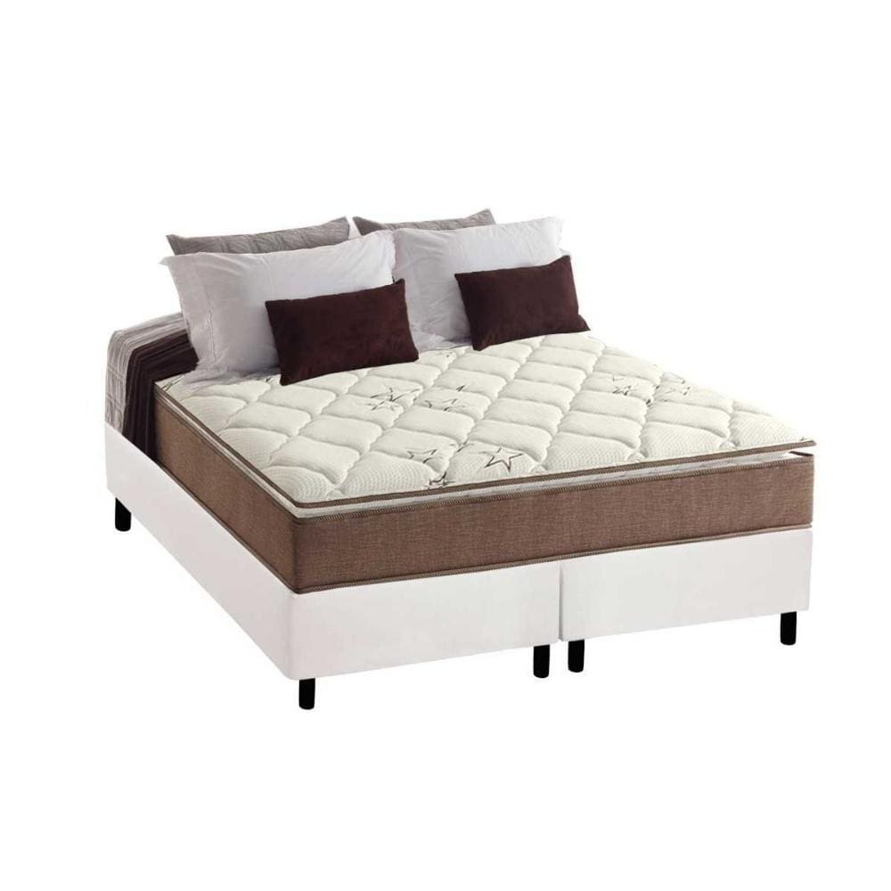 Conjunto Box Queen: Colchão Anatômico Anjos D28/ AG65 Star + Base CRC Courano White(158x198)