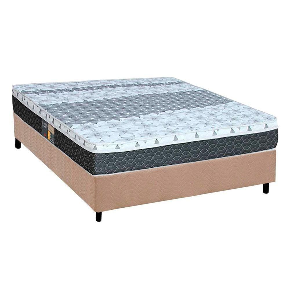 Conjunto Box Casal: Colchão Molas Castor Bonnel System Class + Base CRC Suede Clean(138x188)