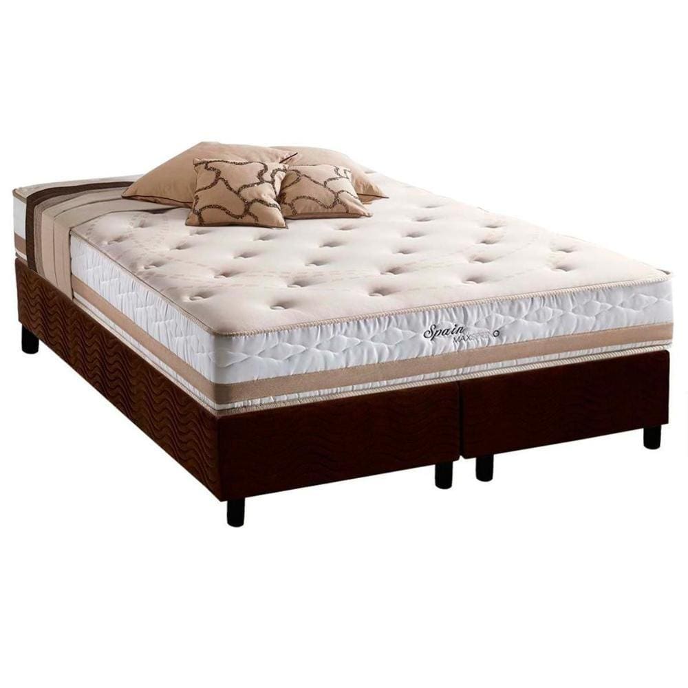Conjunto Box Queen: Colchão Molas Herval Maxspring Spain + Base CRC Suede Brown(158x198)