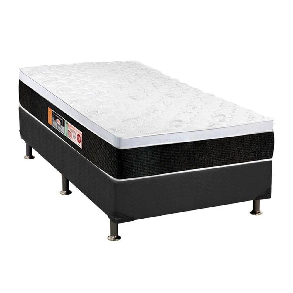 Conjunto Box Solteiro: Colchão Espuma Castor D45 Black e White AIR + Base CRC Suede Gray(88x188)
