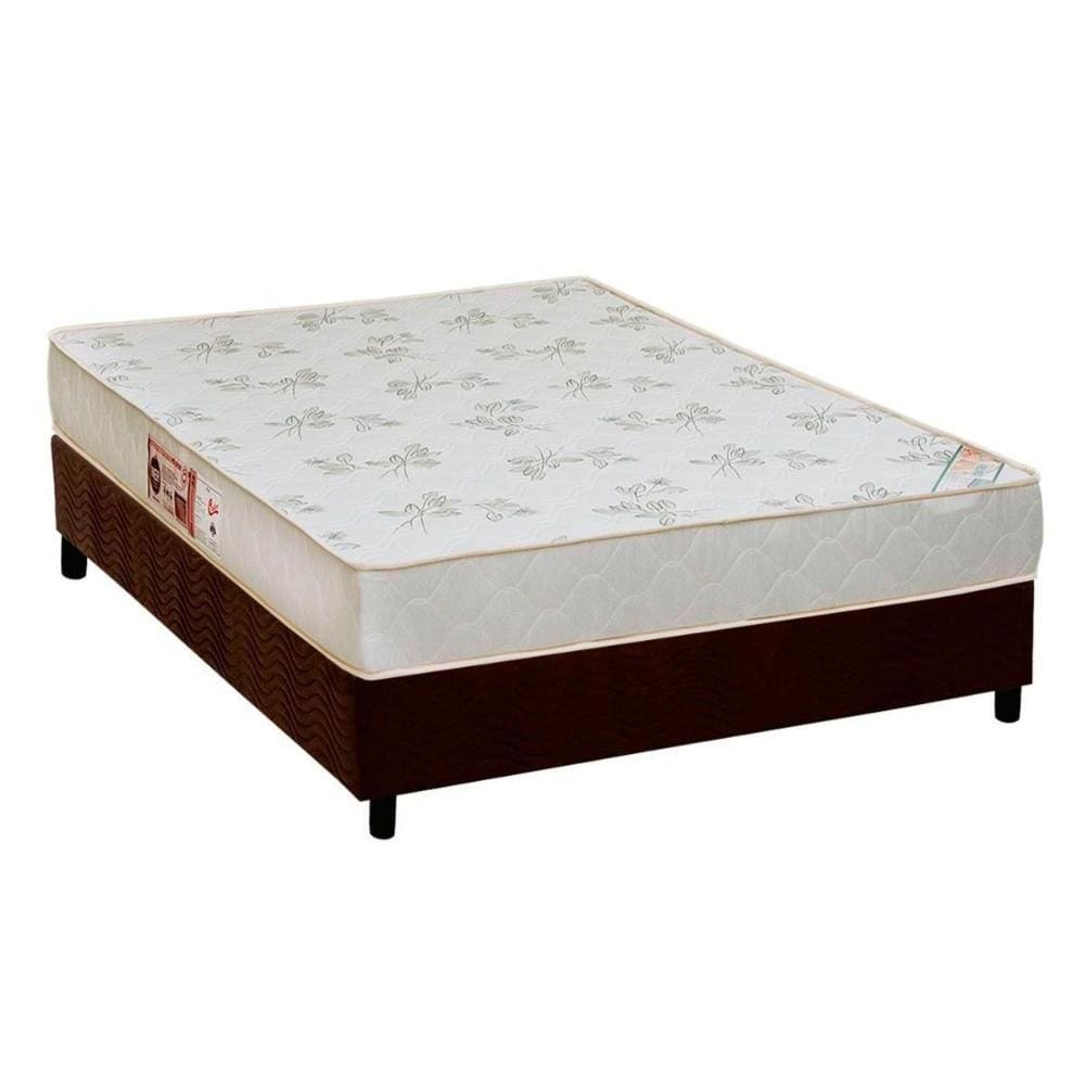 Conjunto Box Casal: Colchão Espuma Castor D33 Sleep Max Relax + Base CRC Suede Brown(138x188)