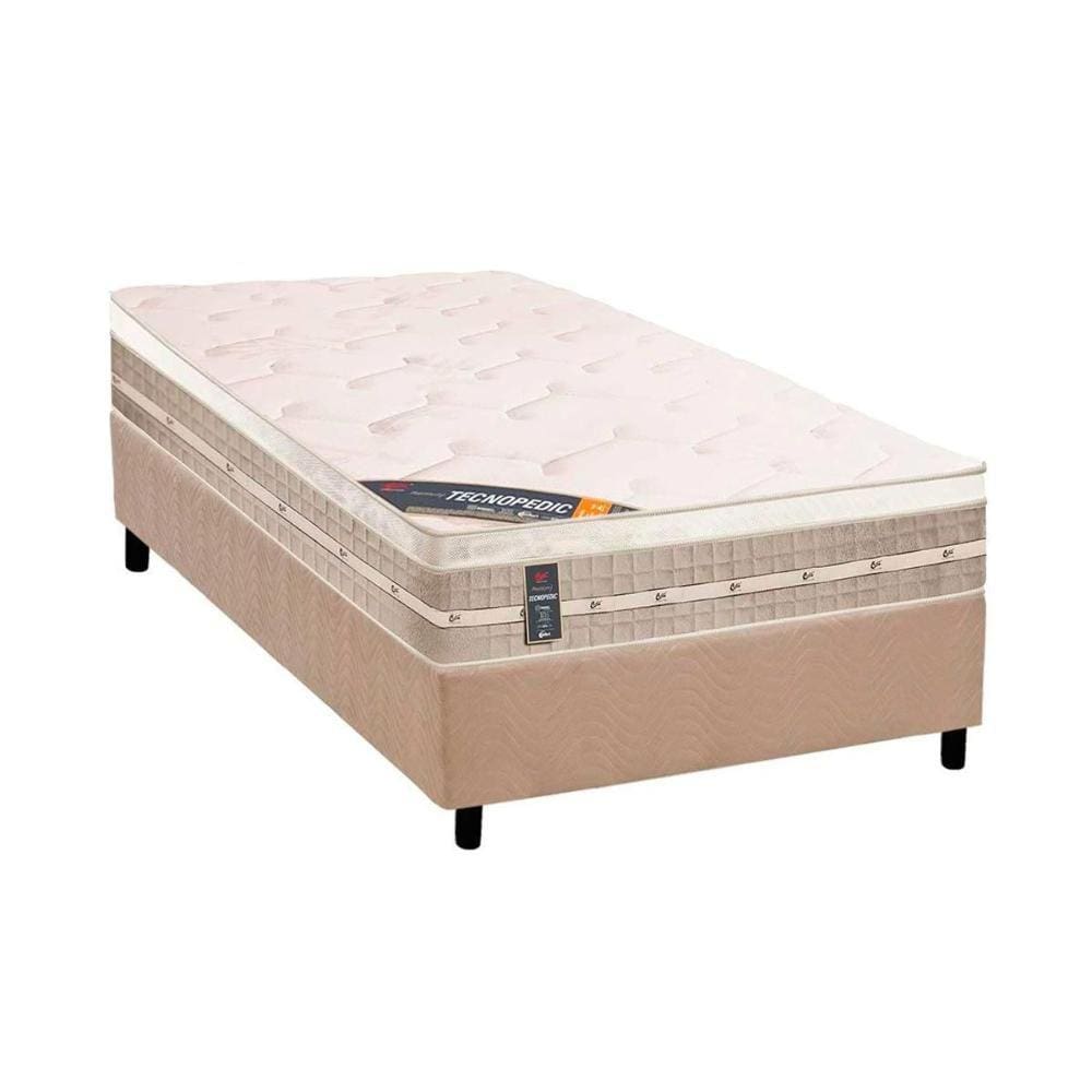 Conjunto Box Solteiro: Colchão Molas Castor Tecnopedic Premium + Base CRC Suede Clean(88x188)