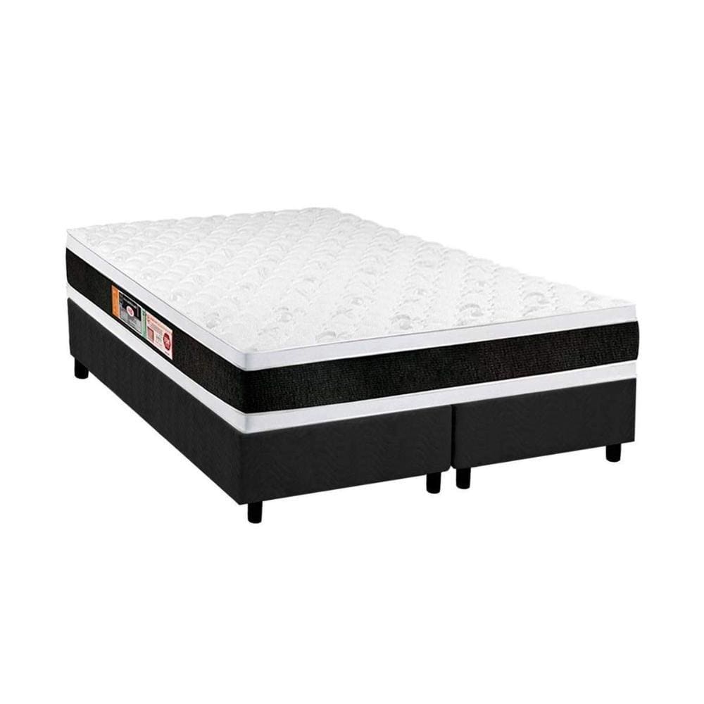 Conjunto Box Queen: Colchão Espuma Castor D45 Black e White AIR Double Face + Base CRC Suede Gray(158x198)
