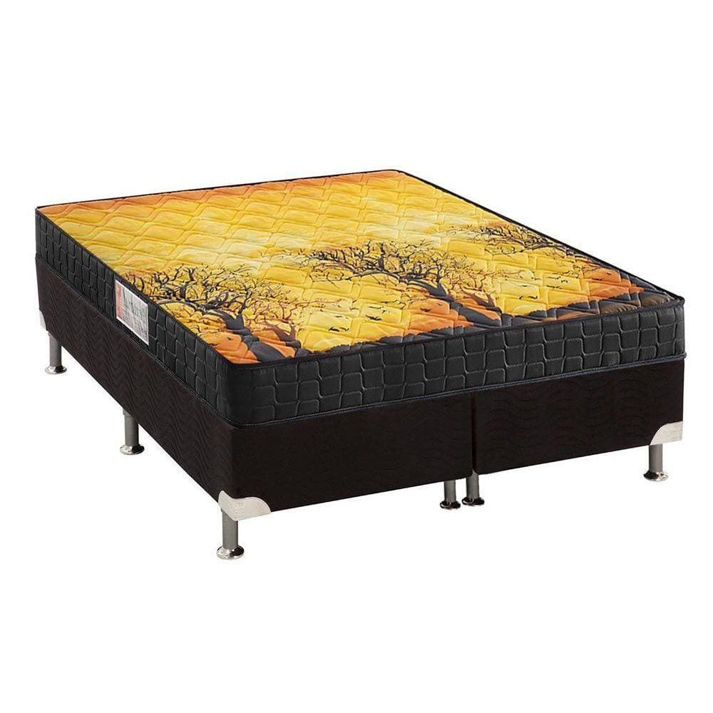 Conjunto Box Queen: Colchão Anatômico Anjos D28/EP Pantanal + Base CRC Suede Black(158x198)