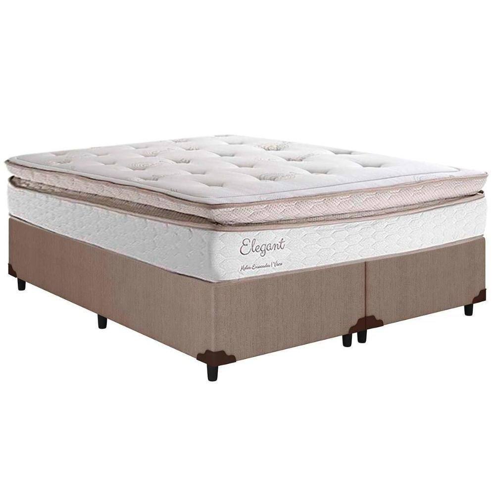 Conjunto Box King: Colchão Molas Herval MasterPocket Ensacadas Elegant + Base CRC Courano Clean(193x203)