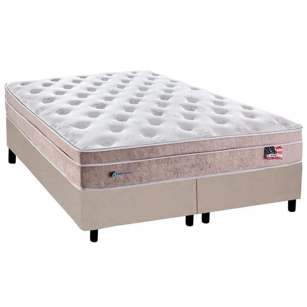 Conjunto Box Queen: Colchão Molas Plumatex MasterPocket Ensacadas Miami + Base CRC Suede Clean(158x198)