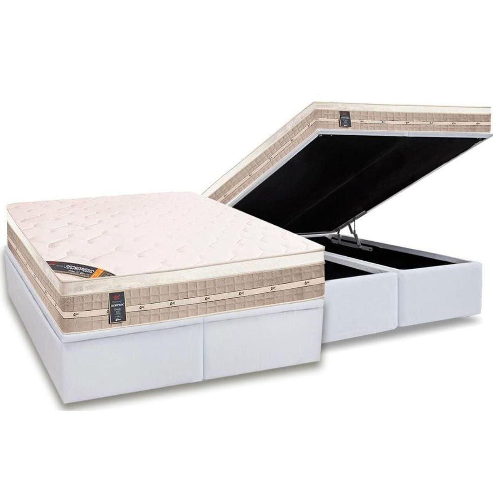 Conjunto Box Baú King: Colchão Molas Castor Bonnel Premium Tecnopedic + Base CRC Courano Black(193x203)