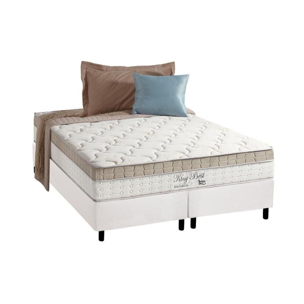Cama Box King: Colchão Molas Anjos Superlastic King Best + Base CRC Courano White(193x203)
