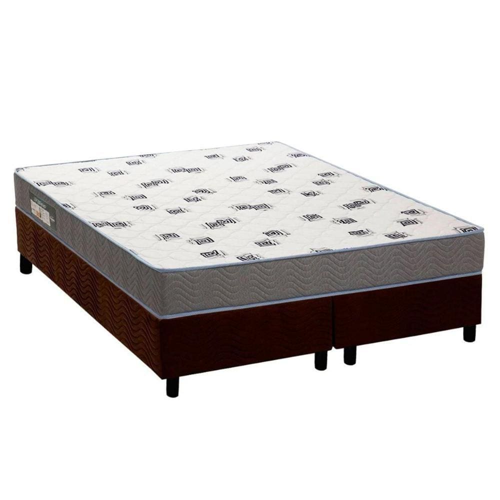 Cama Box Queen: Colchão Espuma D33 Ortobom Light Saúde + Base CRC Suede Brown(158x198)