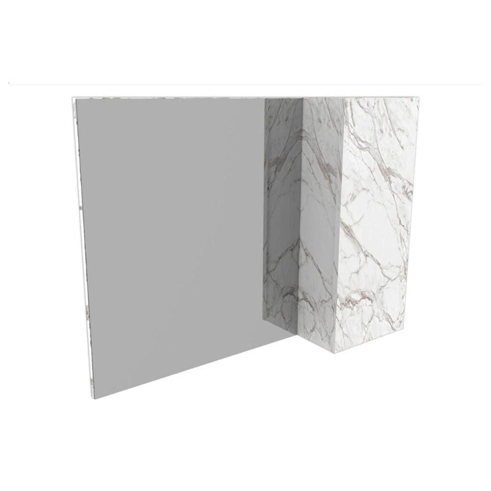 Armário de Banheiro c/Espelho Suspenso BN3602 1 Porta 80cm cor Mármore Branco - Tecno Mobili