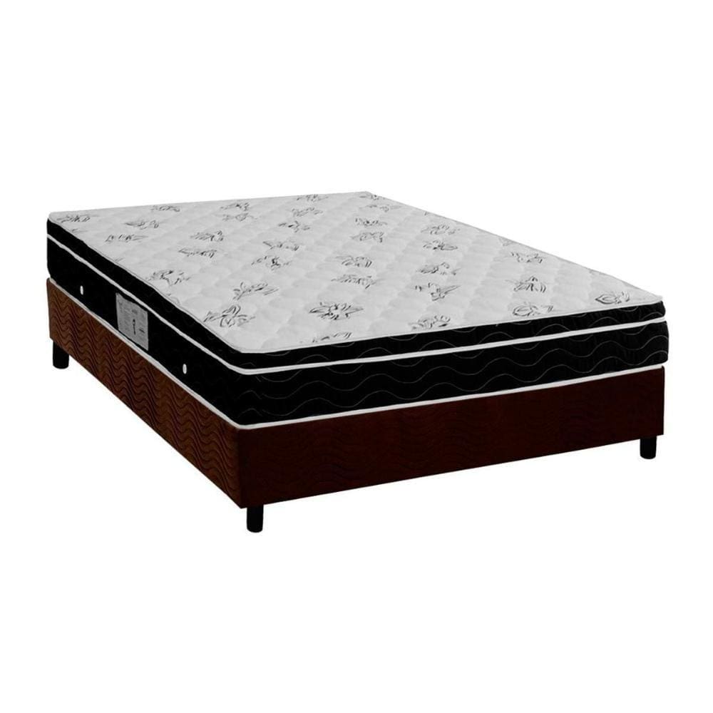 Cama Box Viúva: Colchão Molas Bonnel Ortobom Nanolastic Physical Spring + Base CRC Suede Brown(128x188)
