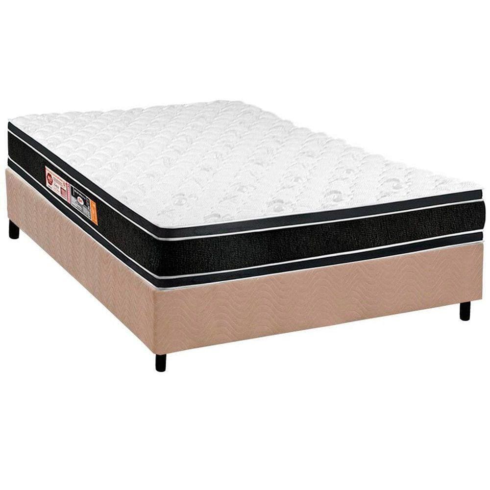 Conjunto Box Casal: Colchão Espuma Castor D33 Black e White + Base CRC Suede Clean(138x188)
