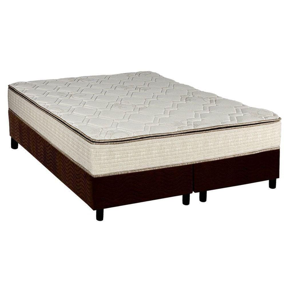 Cama Box Queen: Colchão Molas Bonnel Luckspuma Montreal Spring + Base CRC Suede Brown(158x198)