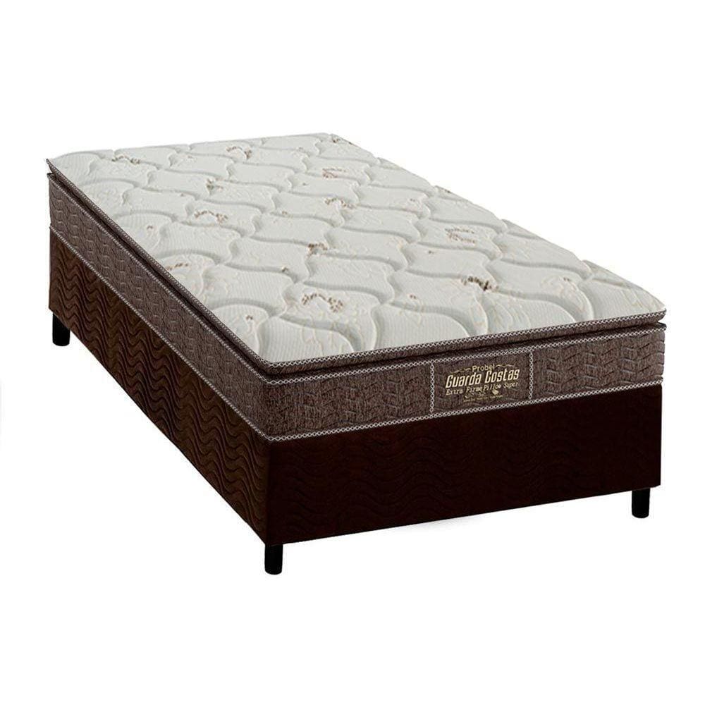 Cama Box Solteiro: Colchão Ortopédico Probel Guarda Costas Extra Firme + Base CRC Suede Brown(88x188)