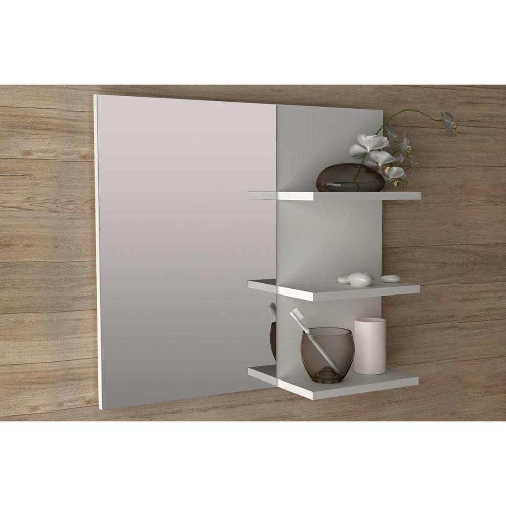 Armário de Banheiro c/Espelho BN3608 3 Prateleiras 60cm cor Branco - Tecno Mobili