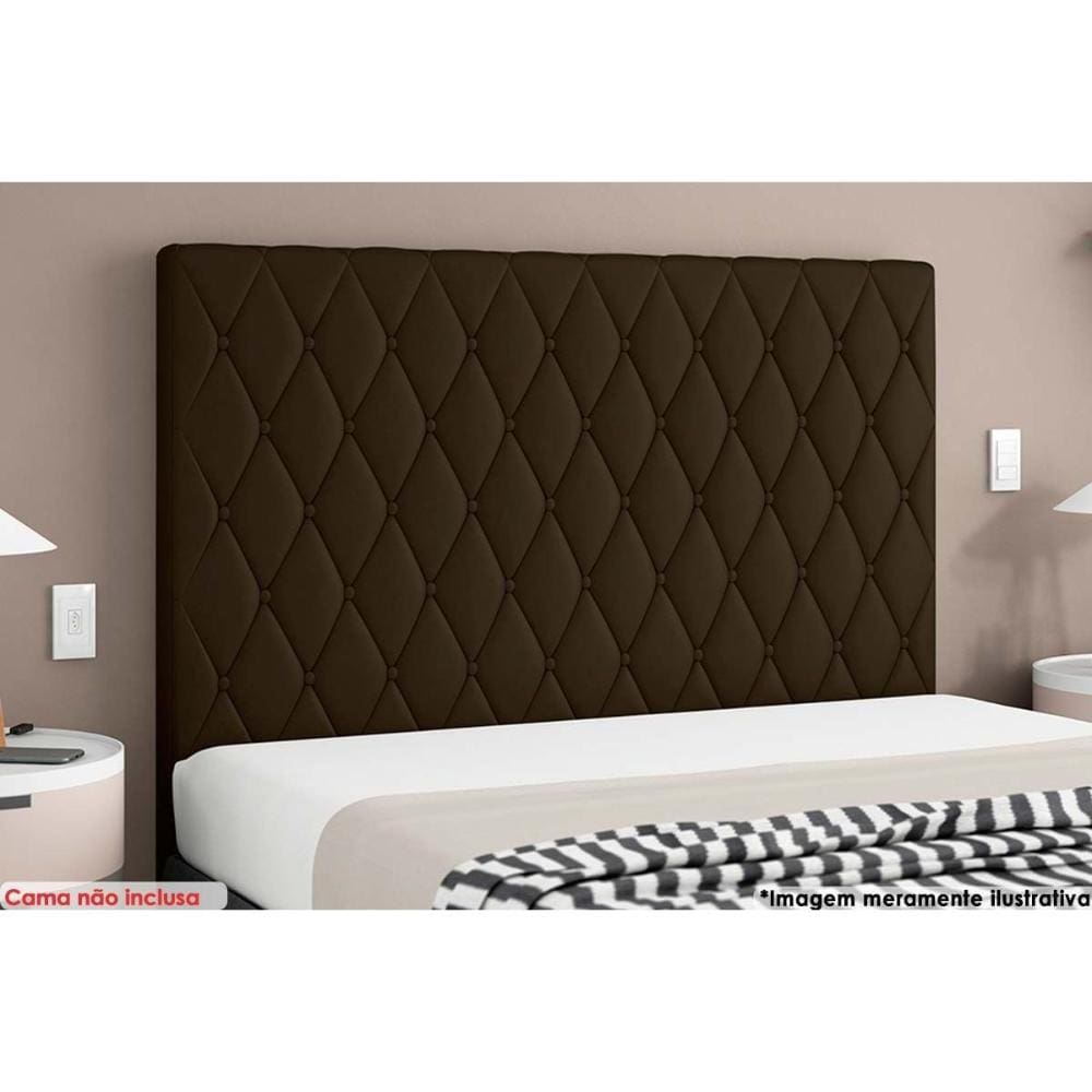 Cabeceira Cama Box Estofada Queen Queen Camponesa Plus Veludo Cacau - Simbal