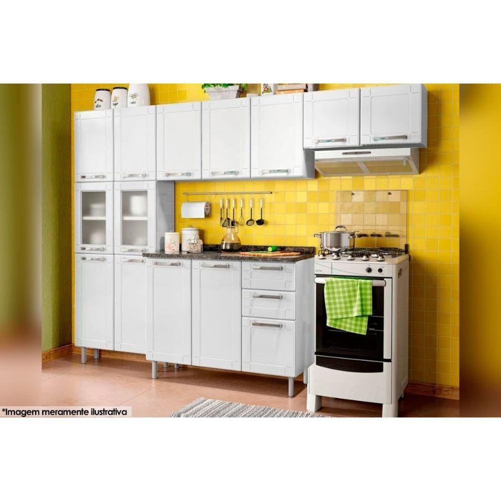 Cozinha Modulada Completa Múltipla 4 Peças (2 Armários + 1 Balcão + 1 Paneleiro) C4P81 Branco - Bertolini