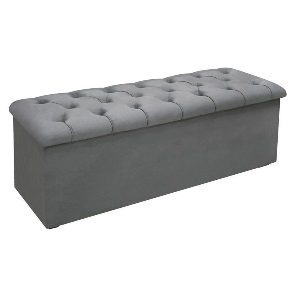 Recamier de Quarto Queen Size Lotus Suede Cinza Simbal