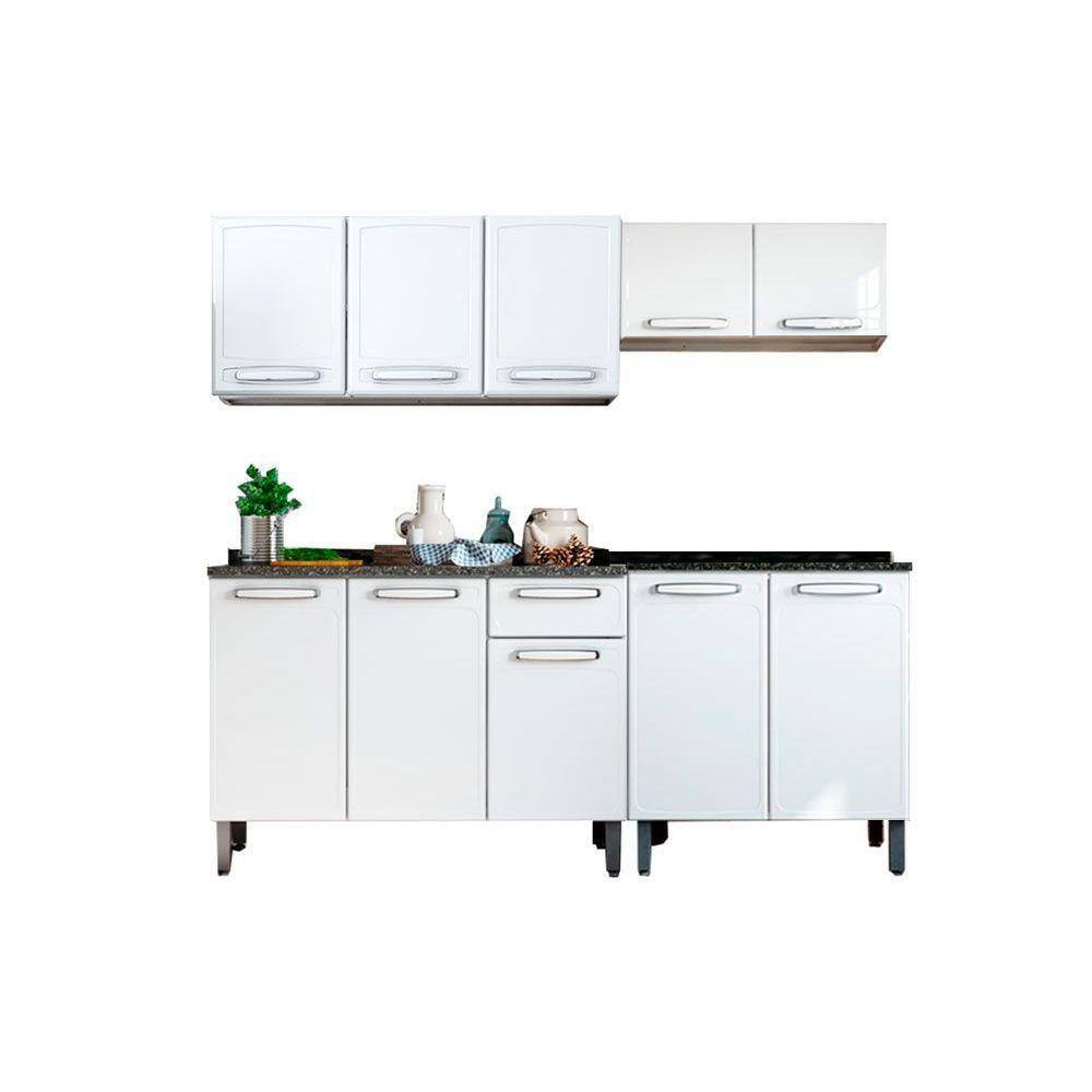 Kit de Cozinha Modulada 4 Peças Evidence (2 Armários + 2 Balcões) C4P61 Branco - Bertolini