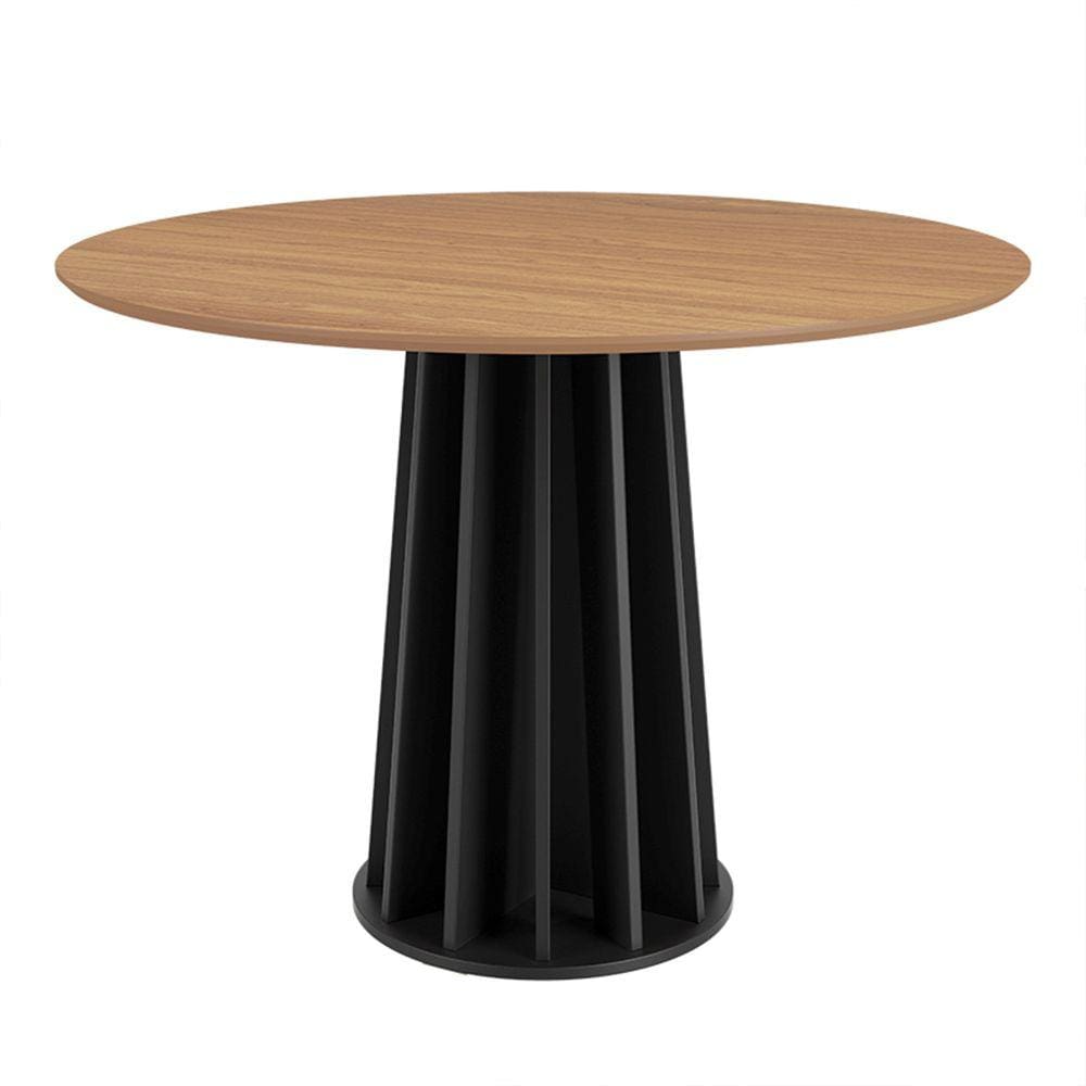 Mesa de Jantar Redonda 105cm em MDF Freijó Preto Fosco Dalla Costa