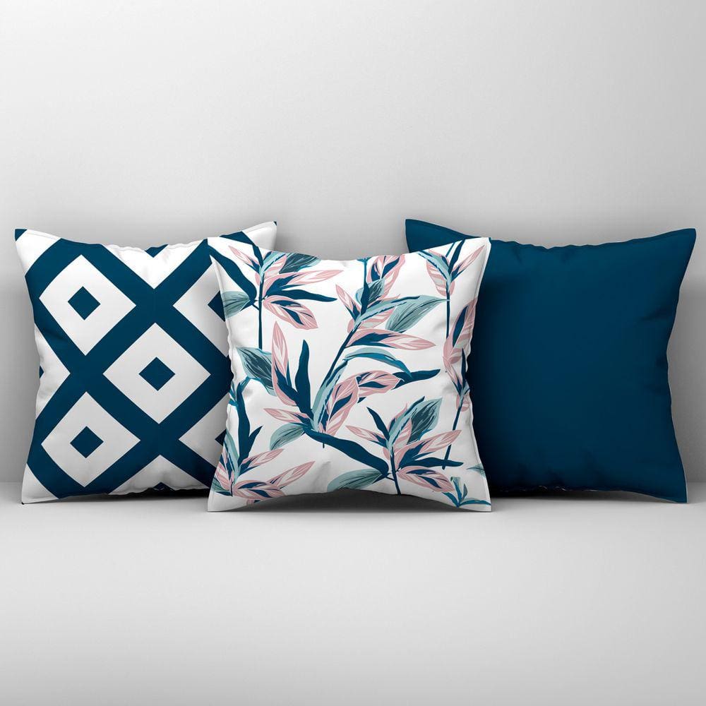 Kit Trio Capas de Almofadas Estampadas em Veludo Suede 45cm x 45cm - Decoração para Sala