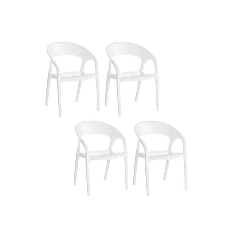 Cadeira de Cozinha Glass Plus UZ8004 Kit 4 Un Polipropileno Branco - Kappesberg