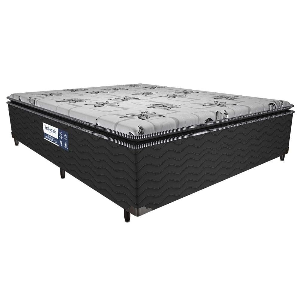 Cama Box Conjugado Casal: Colchão Ortopédico D28 ProDormir Advanced Pillow Top Black (138x188x50) Probel