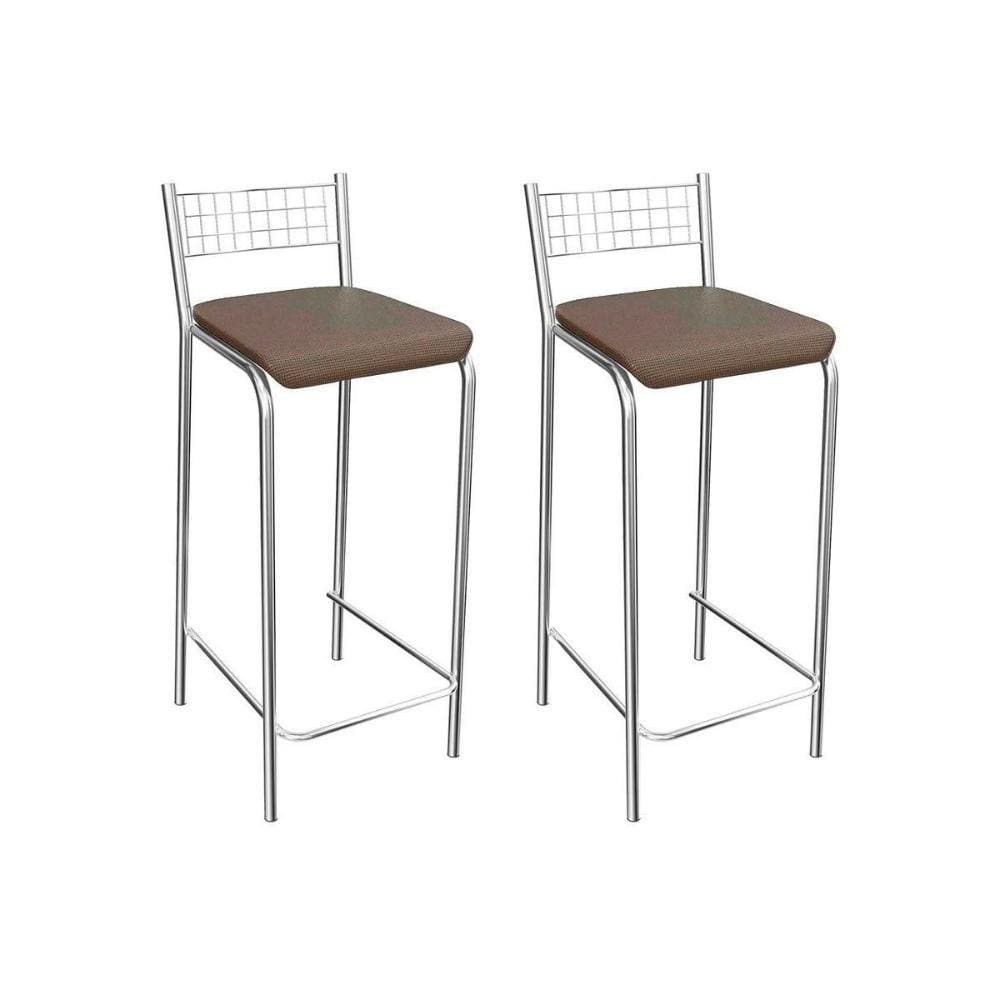 Banqueta de Cozinha Gênova 1B705CR 2 Un Cromado/Courano Marrom - Kappesberg