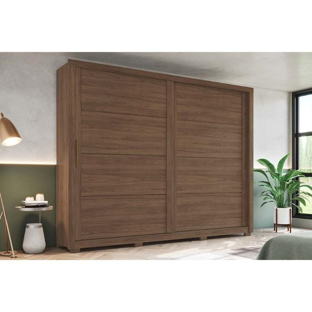Guarda Roupa 2 Portas de Correr e 4 Gavetas Palace Castanho - Henn