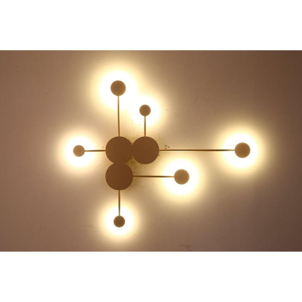 Arandela Elo 74cmx89cmx6cm 6xled Integrado 24w 3000k 1200lm Ip20 Dourado