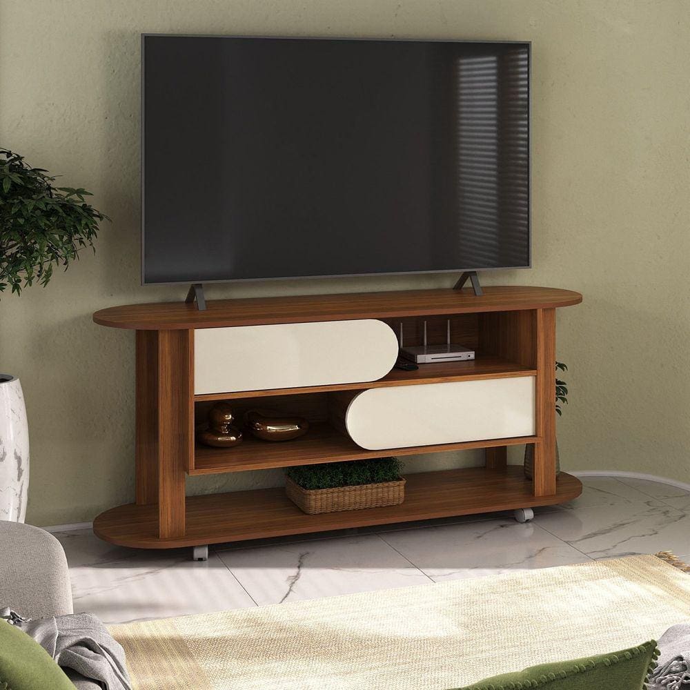 Rack para Tv até 70 Polegadas 2 Portas de Correr 150 Cm Universo Cedro/Off White