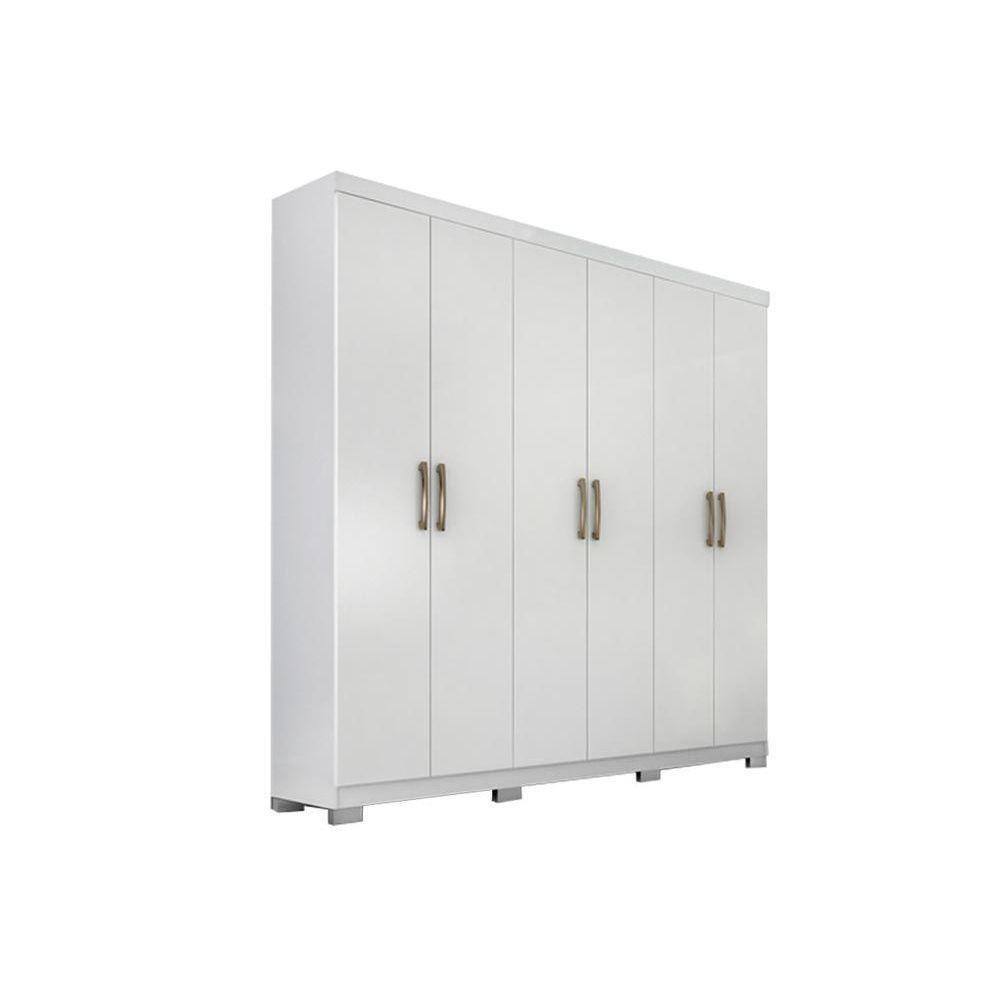 Guarda Roupa 6 Portas e 3 Gavetas Clara Branco - Panan