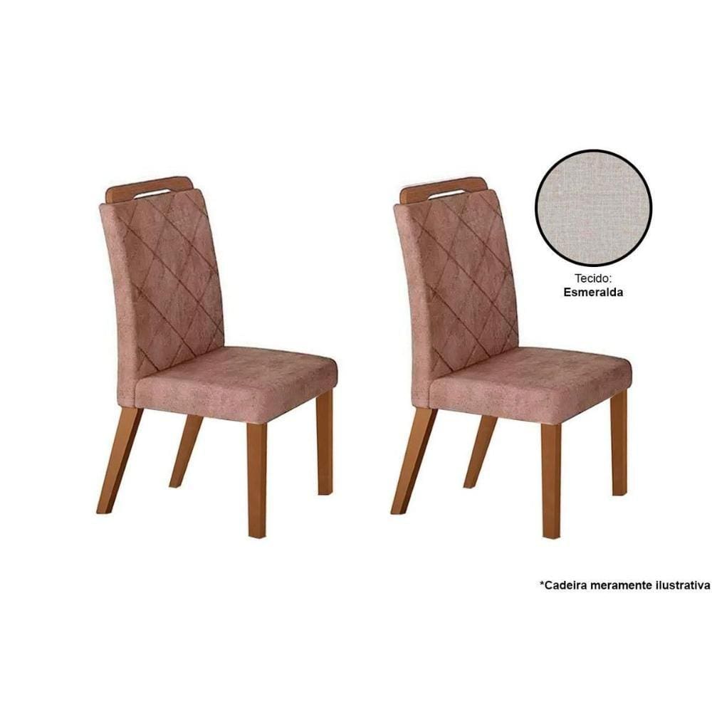 Kit 2 Cadeiras Sala Jantar Melissa Madeira 2 Un Capuccino/Linho Esmeralda - Rufato